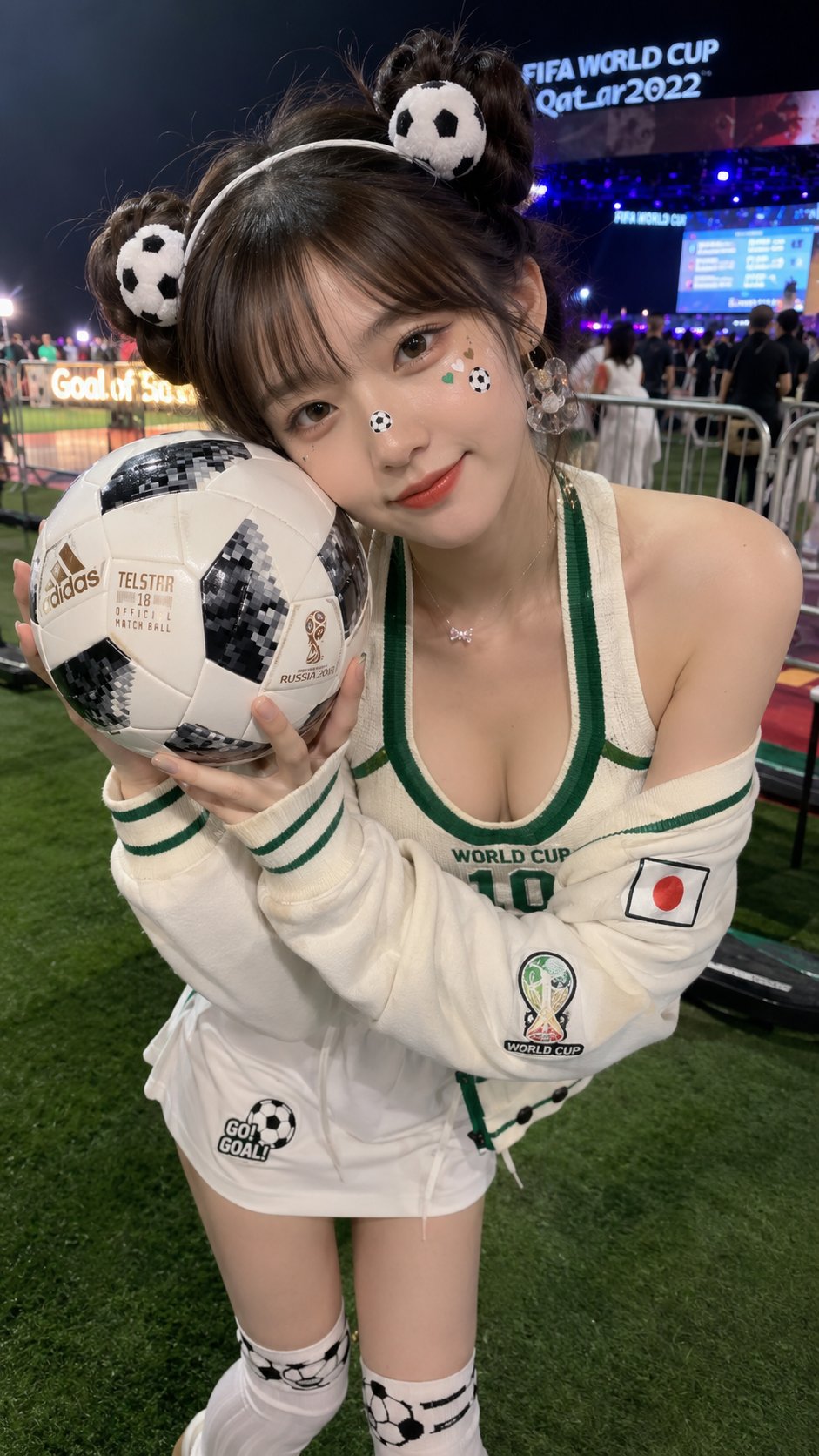 甜美日系世界杯足球宝贝人像 / Sweet Japanese World Cup Soccer Babe Portrait,角色设计,人像、角色、竖版,案例输出图 1