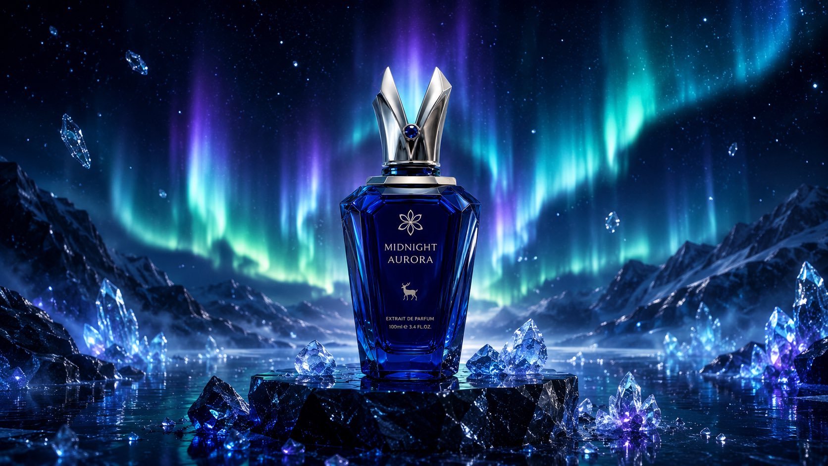 午夜极光奢华香水产品摄影 / Midnight Aurora Luxury Perfume Product Photography，人像与摄影，人像、电影感、产品图，案例输出图 1