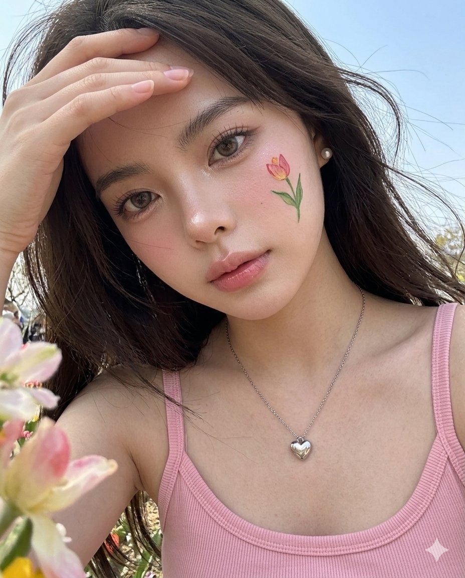 春季花卉节美图相机人像特写 / Meitu Camera Spring Flower Festival Selfie,角色设计,人像、插画、角色,案例输出图 1