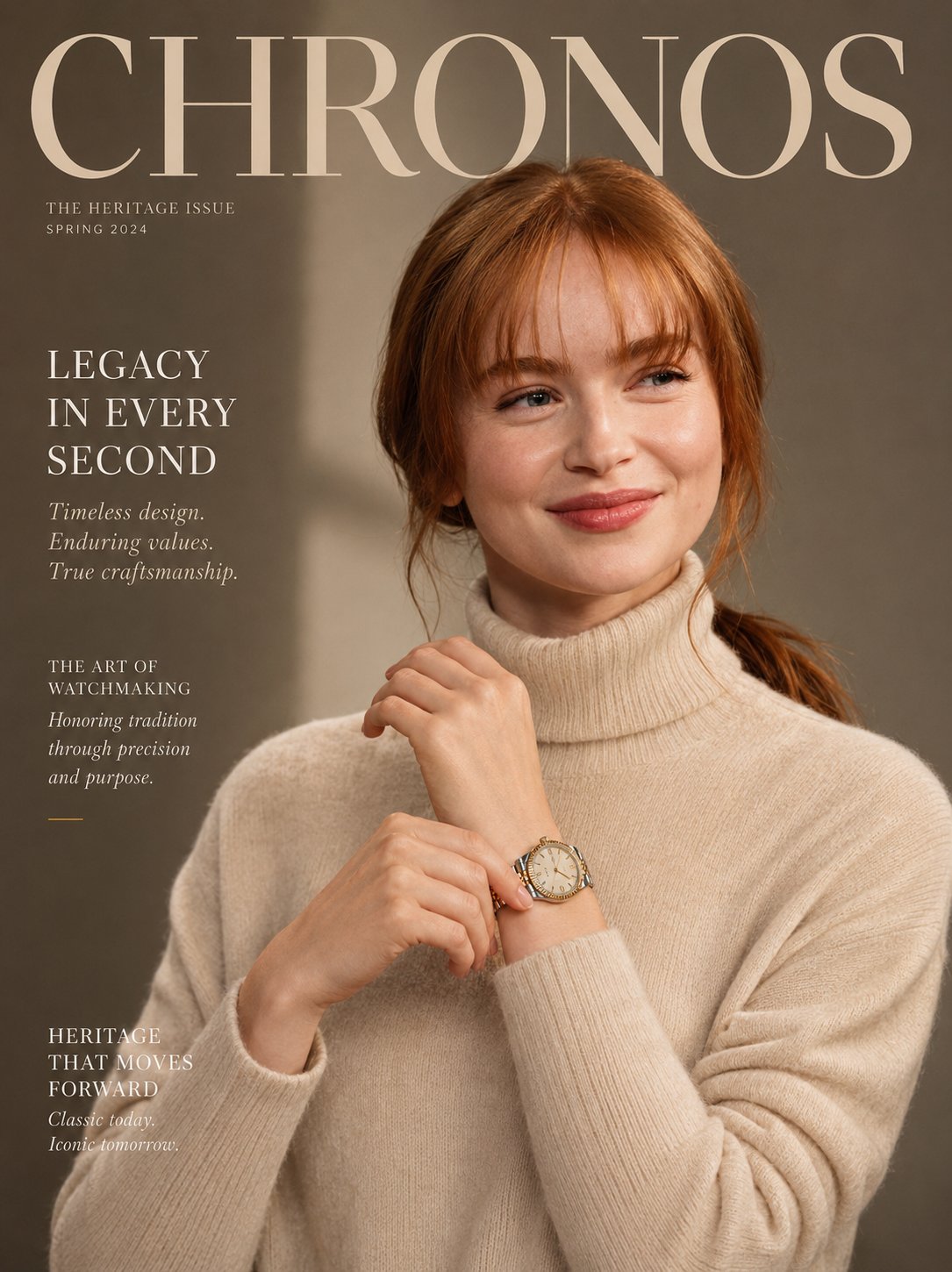 传承奢华腕表杂志封面韩国女性 / Ultra Realistic Heritage Luxury Watch Campaign Magazine Cover,人像与摄影,人像、时尚、极简,案例输出图 1