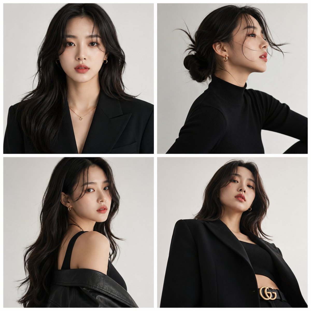 韩国超模2x2高端时尚杂志大片 / Premium Korean Fashion 2x2 Grid Editorial，人像与摄影，人像、电影感、时尚，案例输出图 1