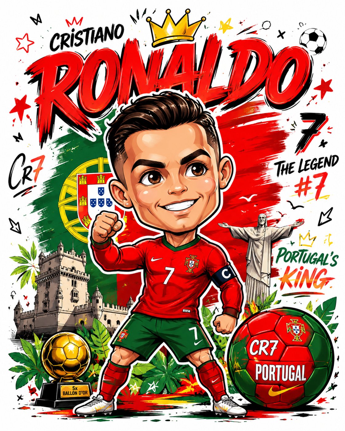 活力高级球员Q版卡通漫画海报 / Vibrant Premium Football Player Chibi Poster,角色设计,海报、插画、角色,案例输出图 1