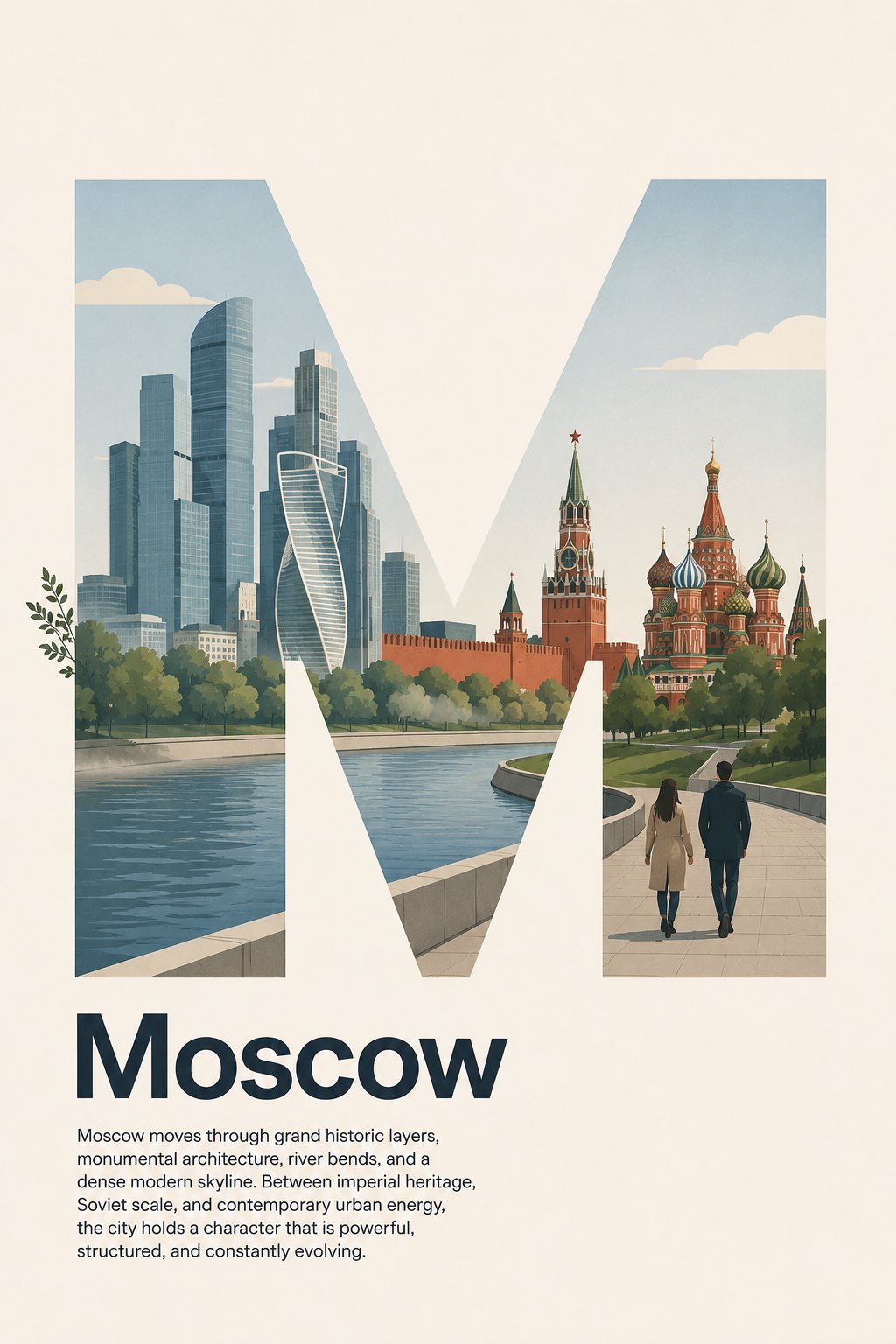 莫斯科瑞士风格极简海报设计 / Swiss Style Moscow Poster Design,角色设计,时尚、海报、插画,案例输出图 1