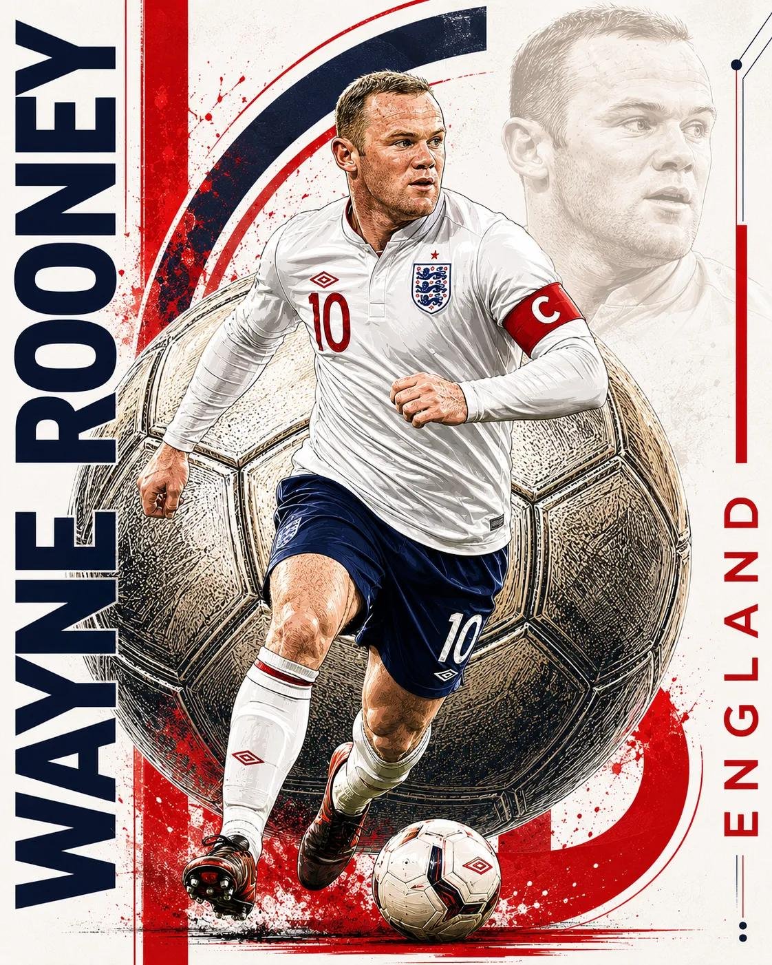 世界级高级足球海报现代插画 / Premium Football Poster Editorial Illustration Style，角色设计，人像、电影感、时尚，案例输出图 2