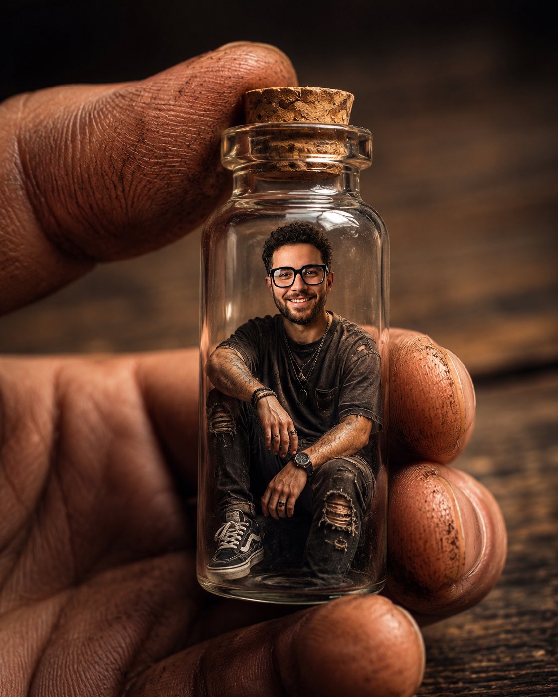 瓶中微缩人像超现实微距摄影 / Miniature Human Inside Glass Bottle Macro Photography，角色设计，人像、电影感、时尚，案例输出图 1