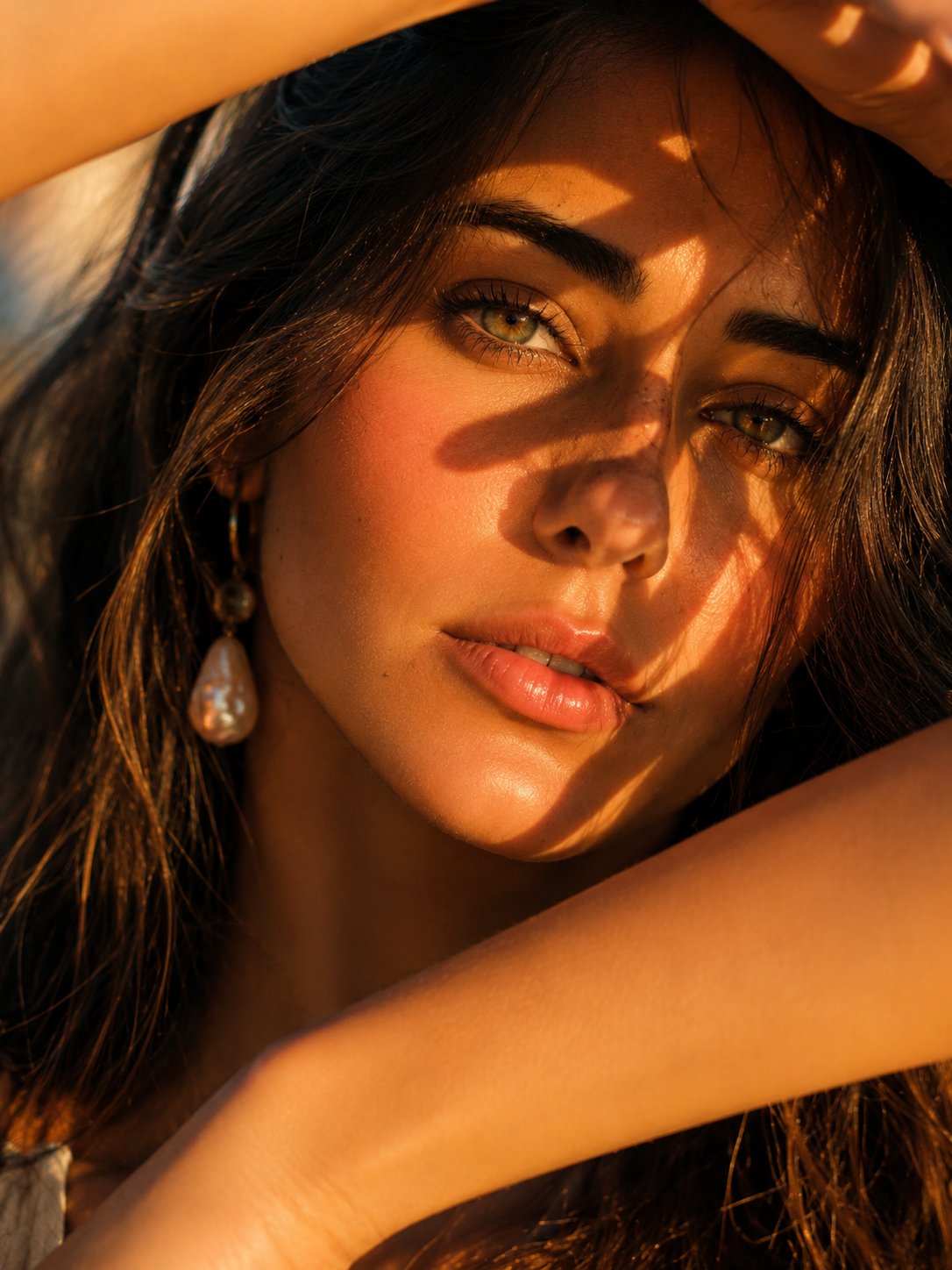 黄金时刻女性电影感超特写肖像 / Ultra Close Up Cinematic Beauty Portrait Golden Hour，人像与摄影，人像、电影感、时尚，案例输出图 1