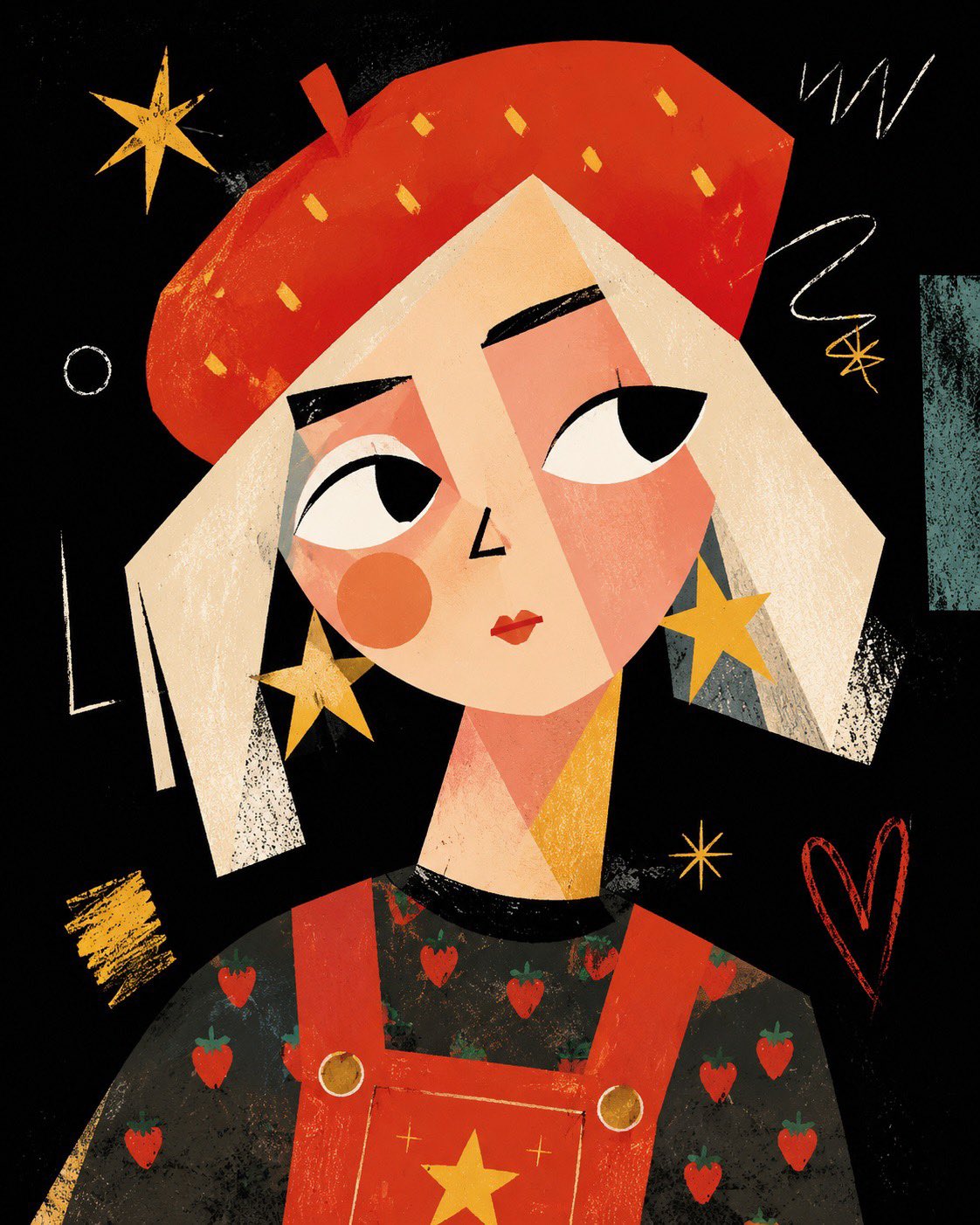 毕加索风格可爱极简新表现主义矢量肖像 / Neo Expressionist Cubist Kawaii Minimal Vector Portrait，人像与摄影，人像、时尚、海报，案例输出图 1