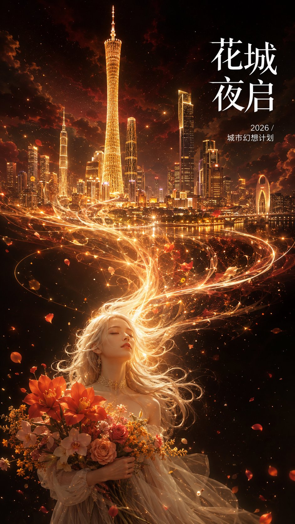 魔幻现实主义城市幻想海报 / Urban Fantasy City Poster Magic Realism,角色设计,人像、电影感、海报,案例输出图 1