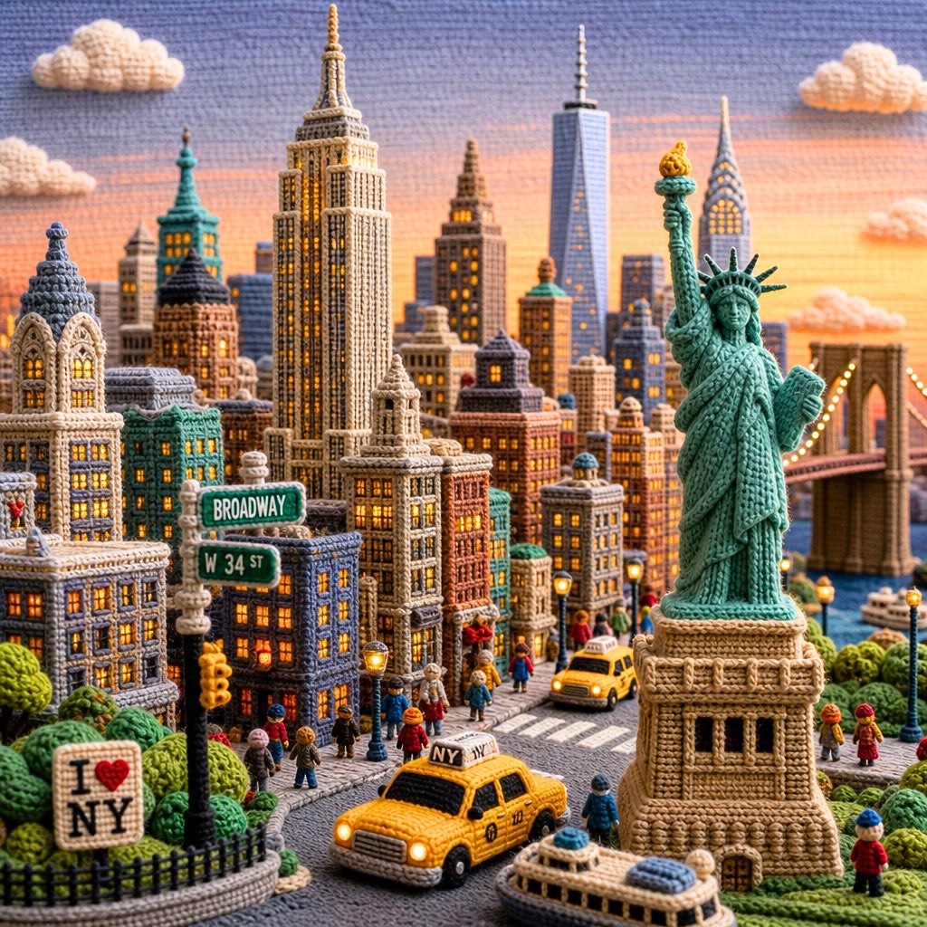 编织毛线艺术风格微缩城市 / Knitted Yarn Art Miniature City，海报与插画，海报、插画、城市视觉，案例输出图 2