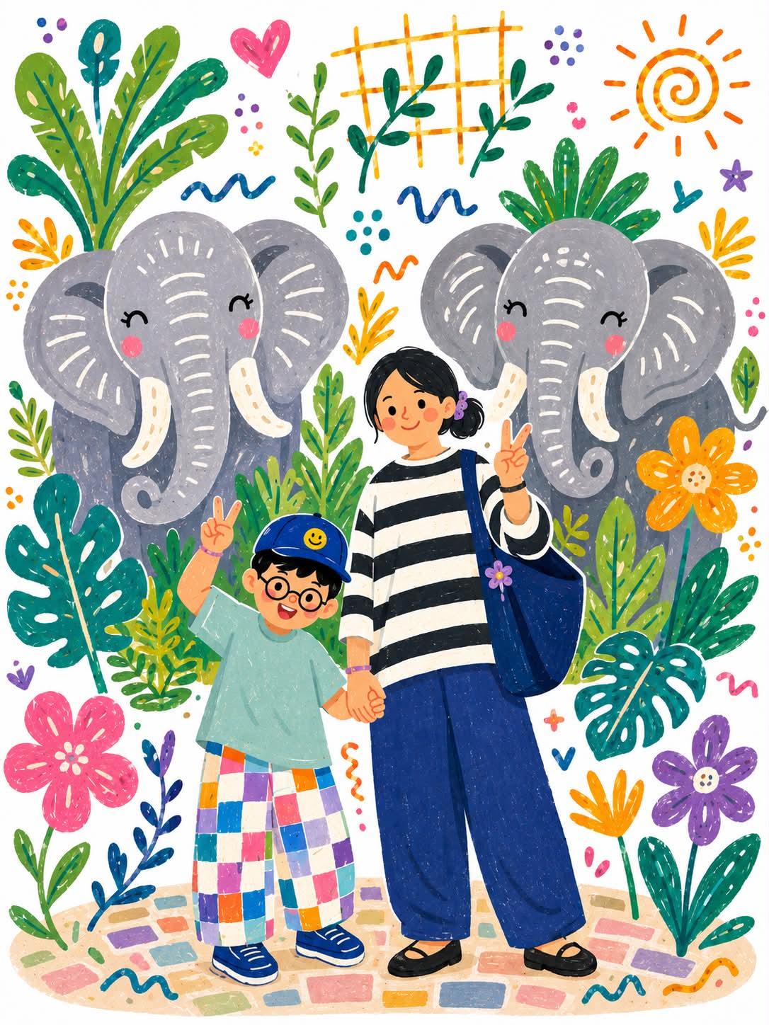 治愈系丛林冒险童话风绘本插画 / Whimsical Jungle Adventure Storybook Illustration,角色设计,插画、角色、城市视觉,案例输出图 1