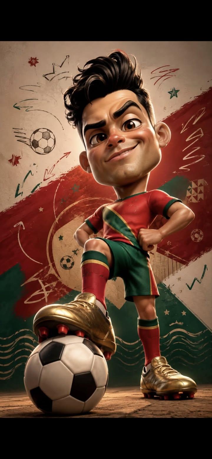 阿根廷十号球星皮克斯风全身漫画 / Argentina Caricature Footballer Pixar Style，海报与插画，海报、插画、竖版，案例输出图 2