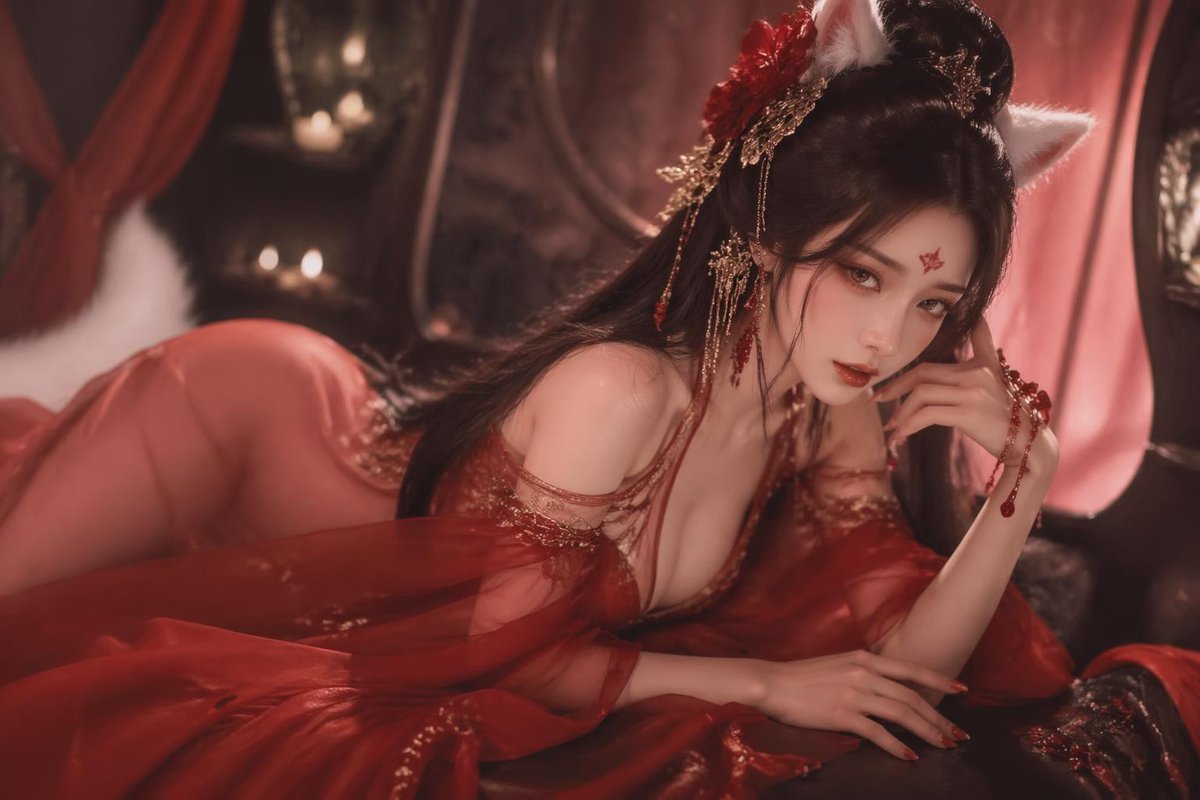 苏妲己古风魅惑人像 / Su Daji Ancient-Style Glamour Portrait，模型对比与社区，人像、对比实验、模型对比与社区，案例输出图 1