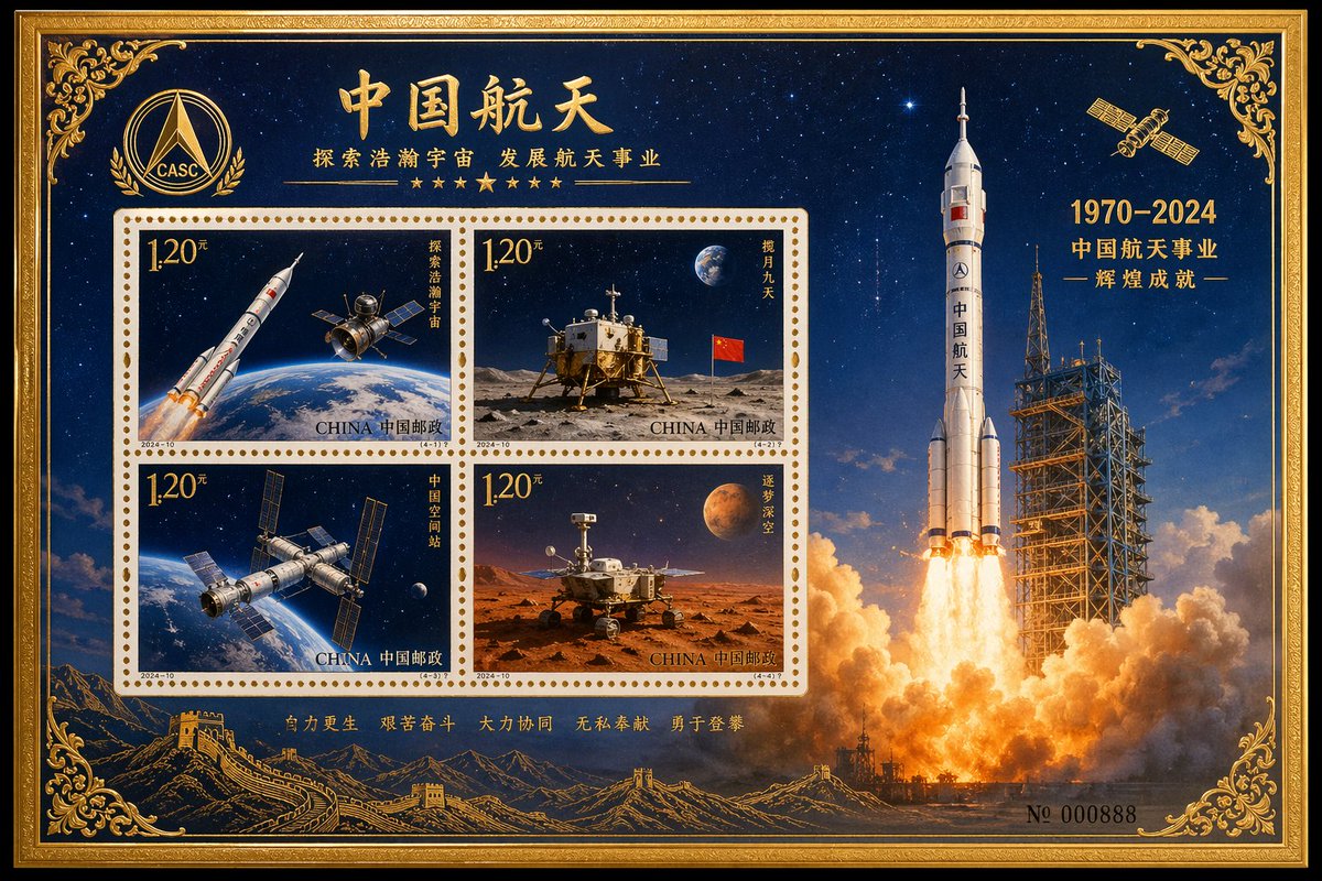 中国航天纪念邮票版张 / China Aerospace Commemorative Stamp Sheet，模型对比与社区，对比实验、模型对比与社区，案例输出图 1