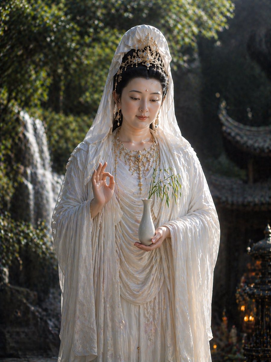 基于佛经的写实观音像 / Realistic Guanyin Portrait from Buddhist Texts，模型对比与社区，人像、对比实验、模型对比与社区，案例输出图 1