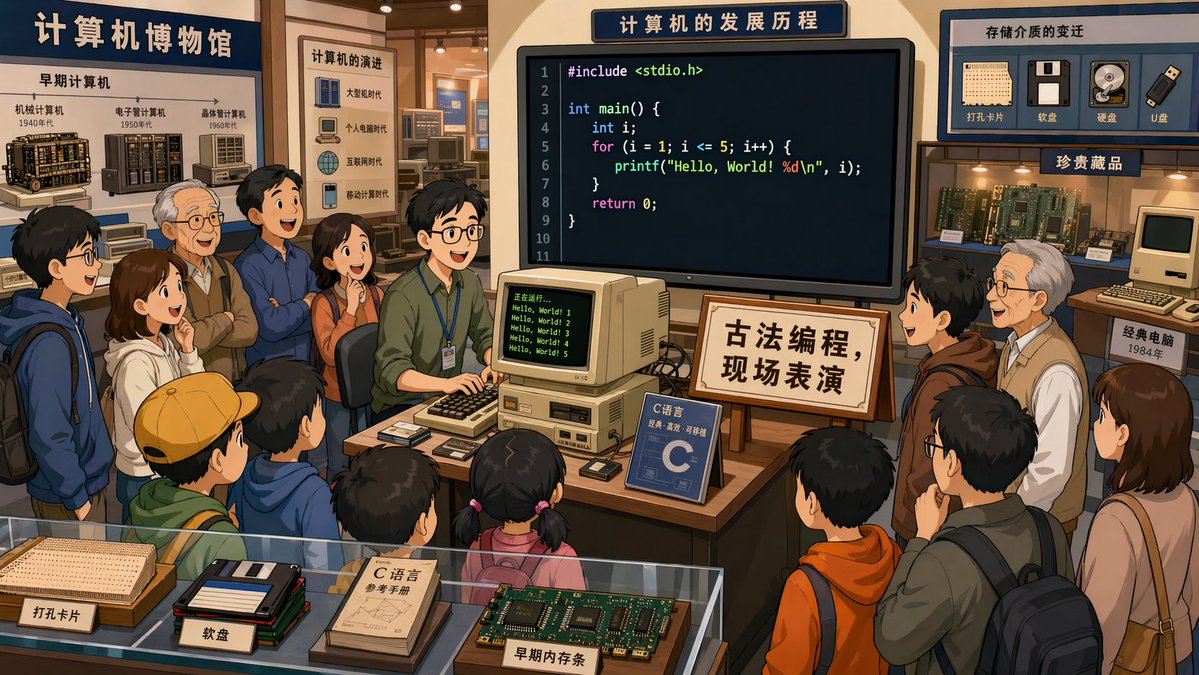 复古编程博物馆漫画 / Retro Programming Museum Cartoon，模型对比与社区，对比实验、模型对比与社区，案例输出图 1