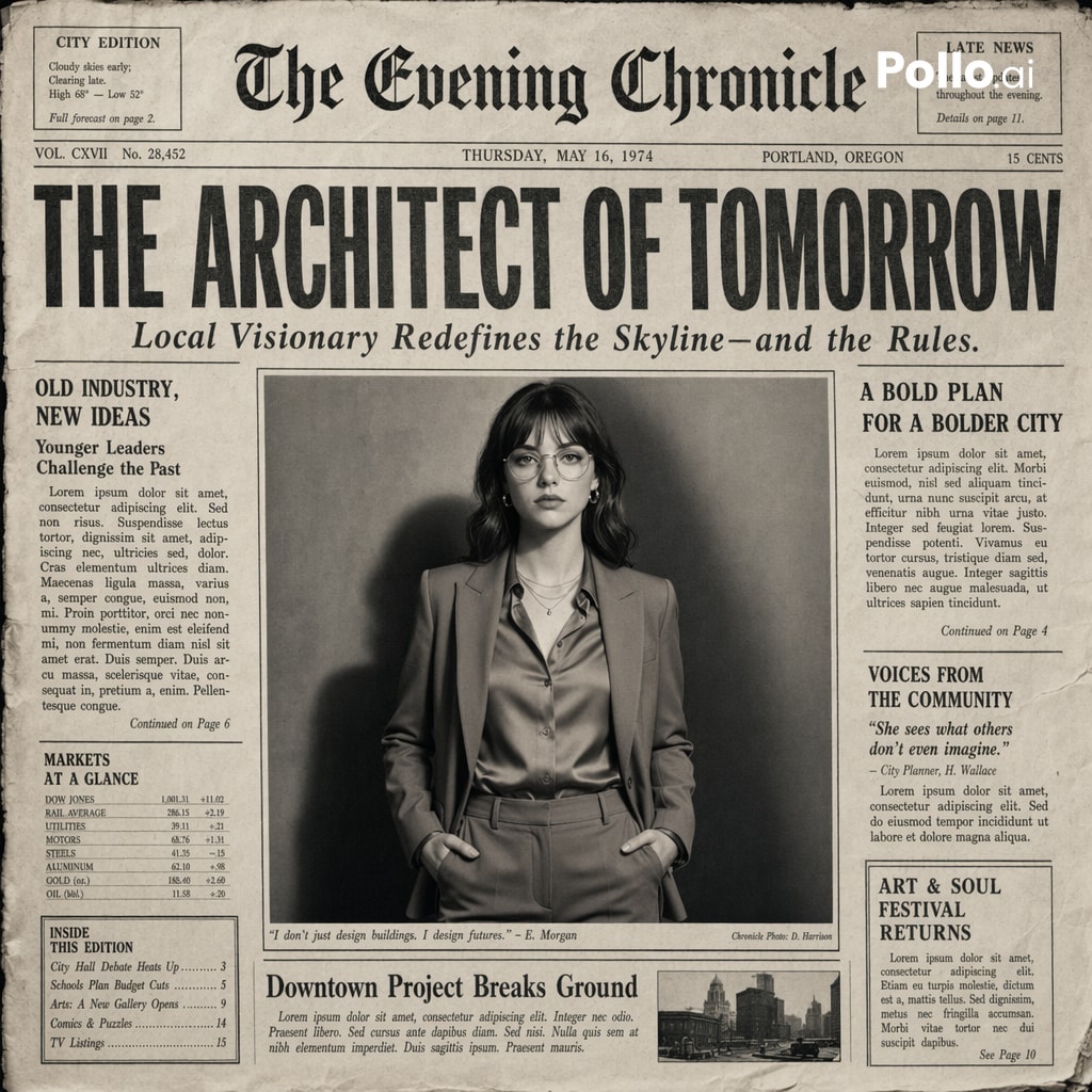 复古报纸头版写实设计 / Create the most realistic front page design of a vintage newspaper featuring ...，角色设计，电影感、时尚、角色，案例输出图 1