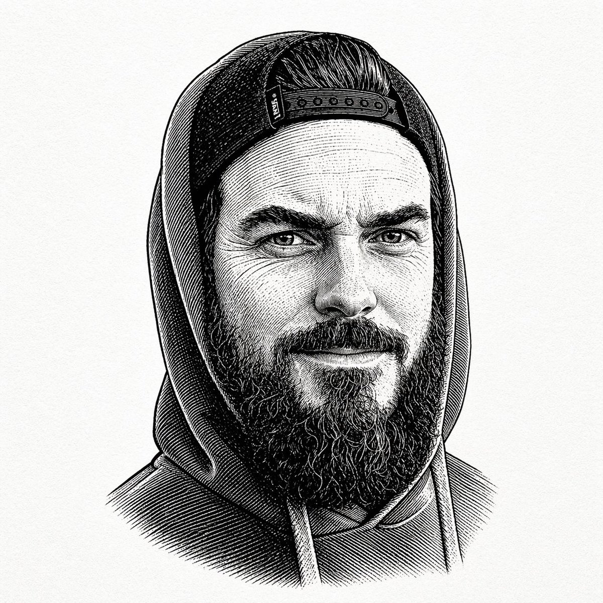 Vintage Engraved Hoodie Portrait，人像与摄影，人像、插画、人像与摄影，案例输出图 1