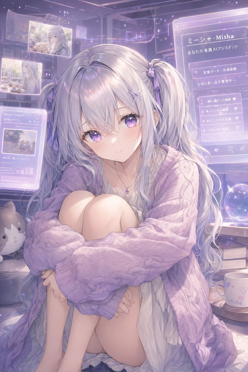 Pastel AI Assistant Anime Portrait，UI 与社交媒体截图，人像、UI、截图，案例输出图 1