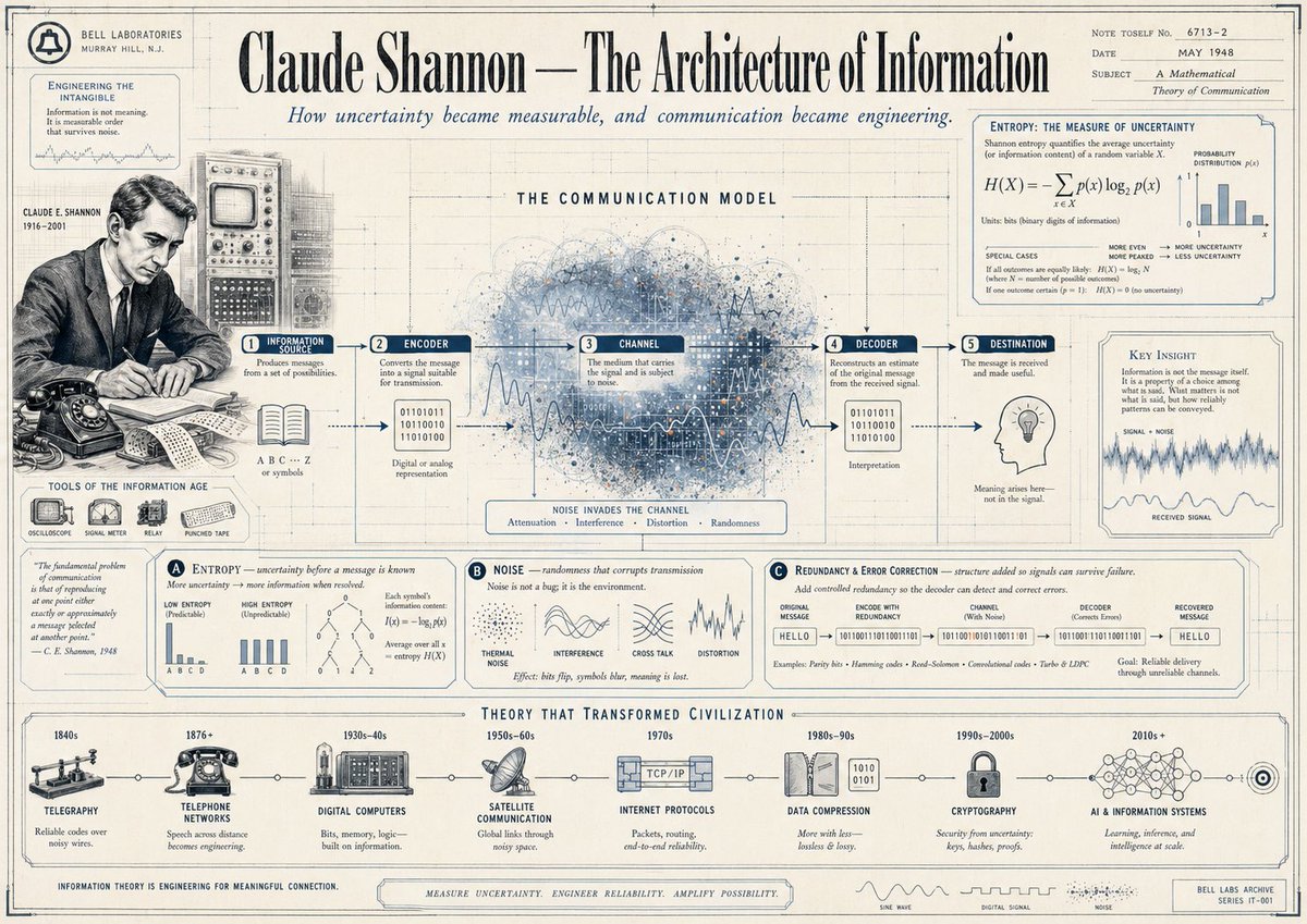 Vintage Claude Shannon Infographic Poster，模型对比与社区，人像、时尚、海报，案例输出图 1