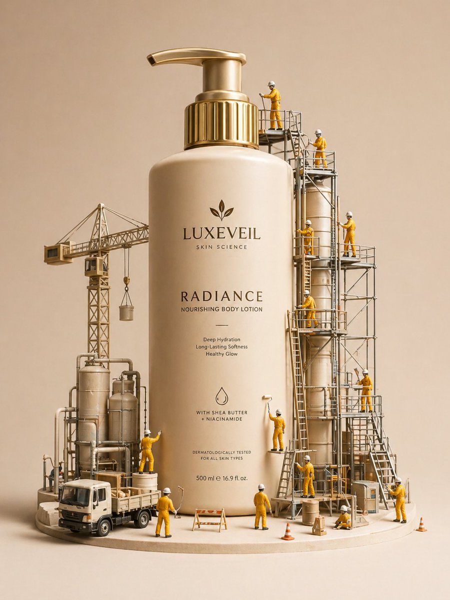 微缩模型护肤品广告 / E-commerce Main Image - Miniature Diorama Skincare Advertisement，人像与摄影，人像、产品图、人像与摄影，案例输出图 1