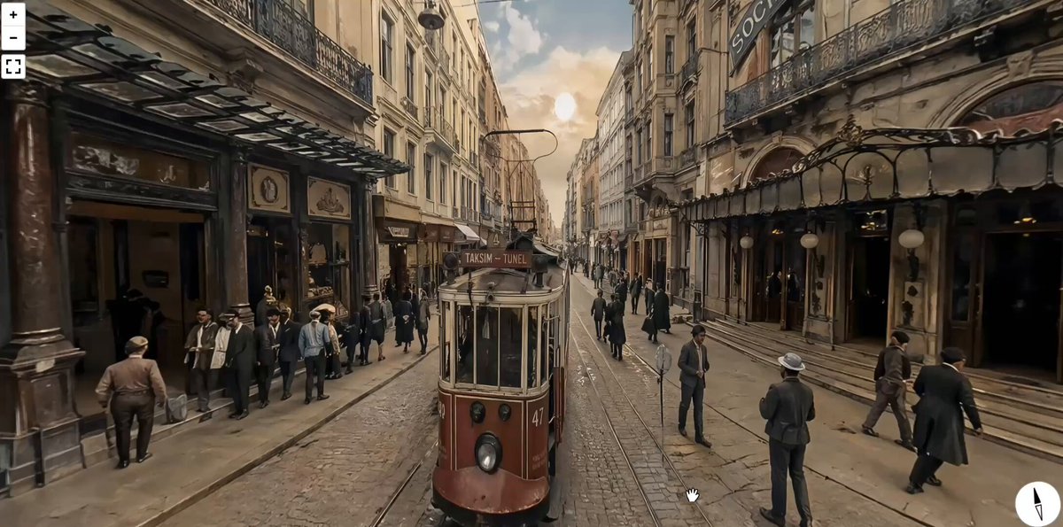 1900 年独立大街全景提示词 / 1900 Istiklal Street Panorama Prompt，海报与插画，海报、插画、全景，案例输出图 1