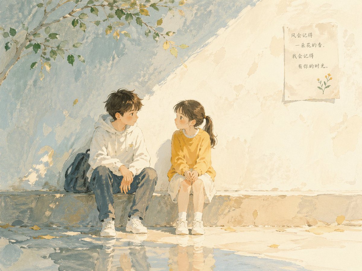 柔诗感水彩厚涂儿童绘本插画 / Soft poetic children's book illustration with watercolor and gouache textures...，角色设计，插画、角色、二次元，案例输出图 1