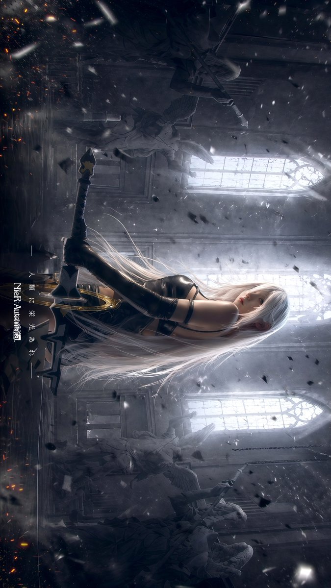 Gothic Android Warrior Cathedral Key Art，UI 与社交媒体截图，电影感、插画、UI，案例输出图 1