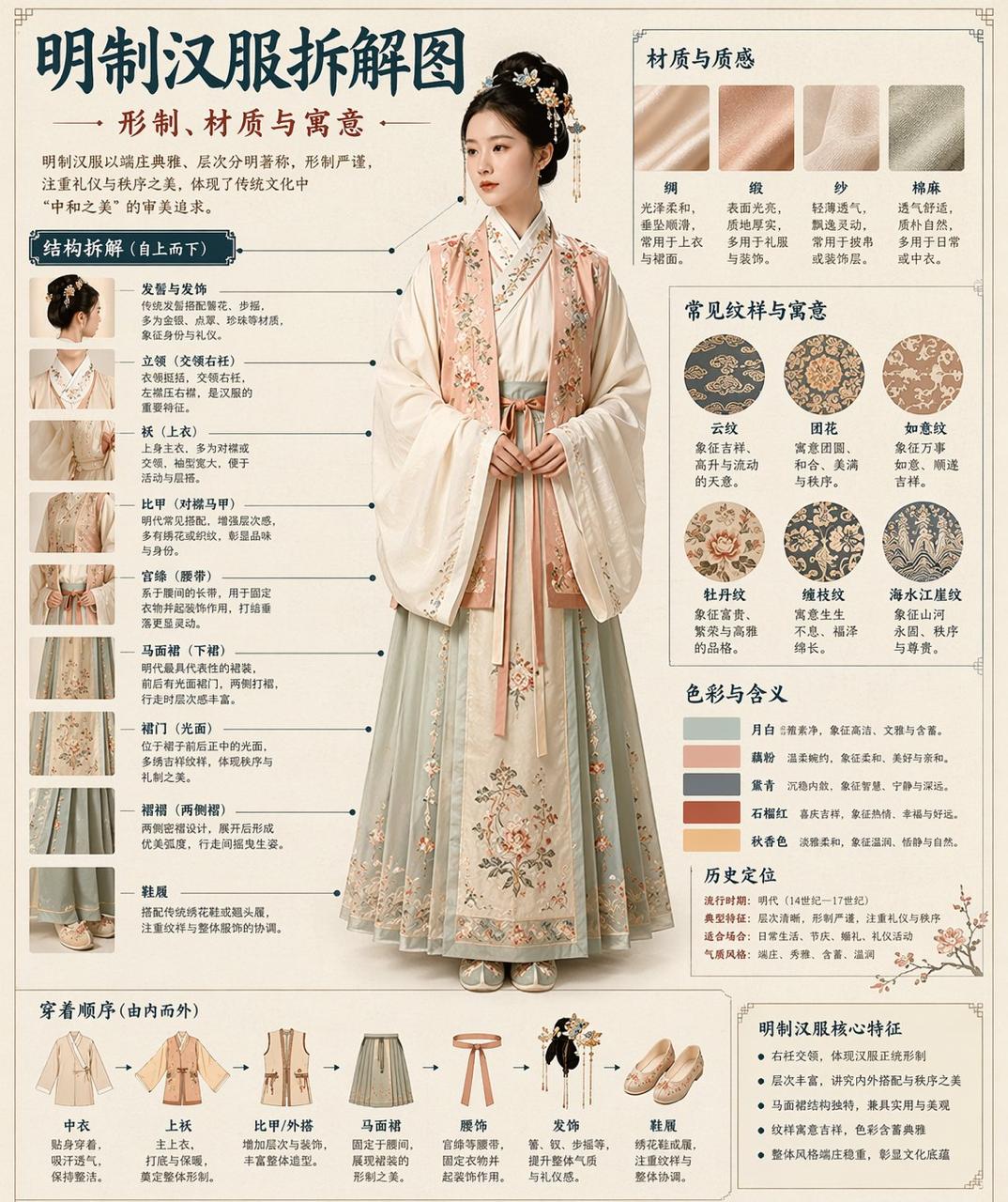 博物馆风汉服拆解信息图 / Museum-Style Hanfu Breakdown Infographic，UI 与社交媒体截图，海报、插画、UI，案例输出图 1