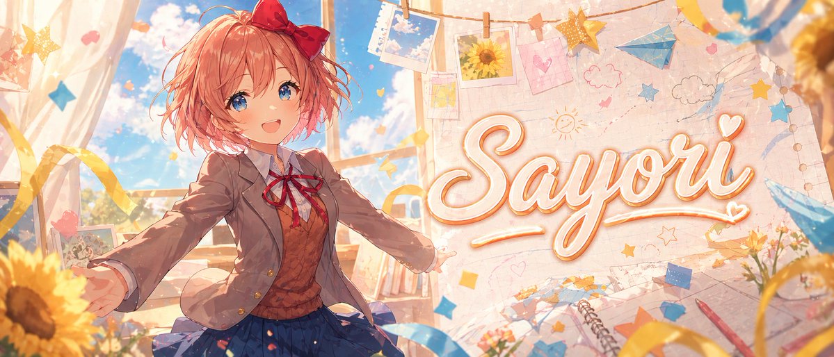 Dreamy Anime Sayori Banner，UI 与社交媒体截图，插画、UI、截图，案例输出图 1