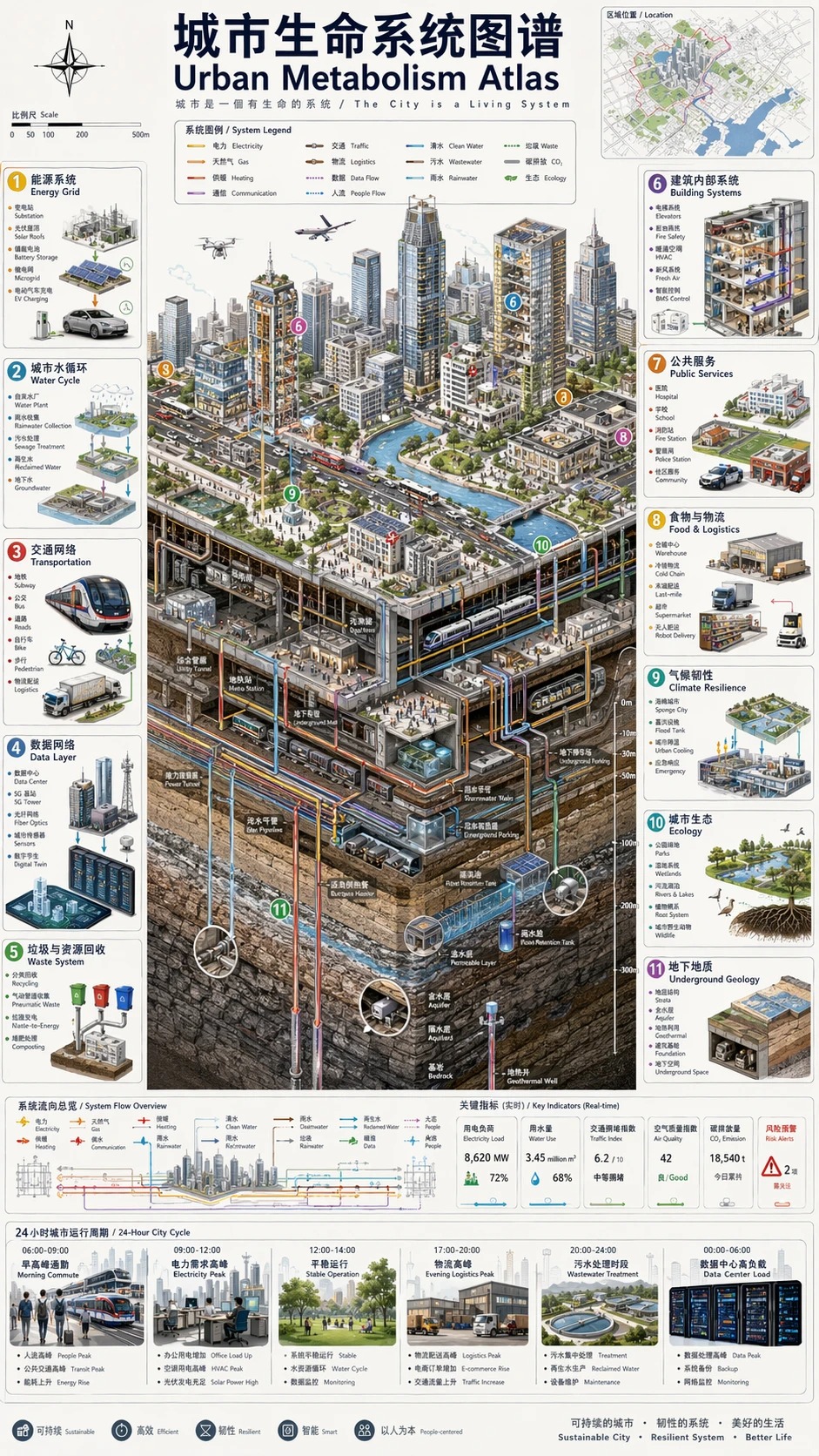 城市生命系统图谱 / Urban Metabolism Atlas，海报与插画，海报、插画、城市视觉，案例输出图 1