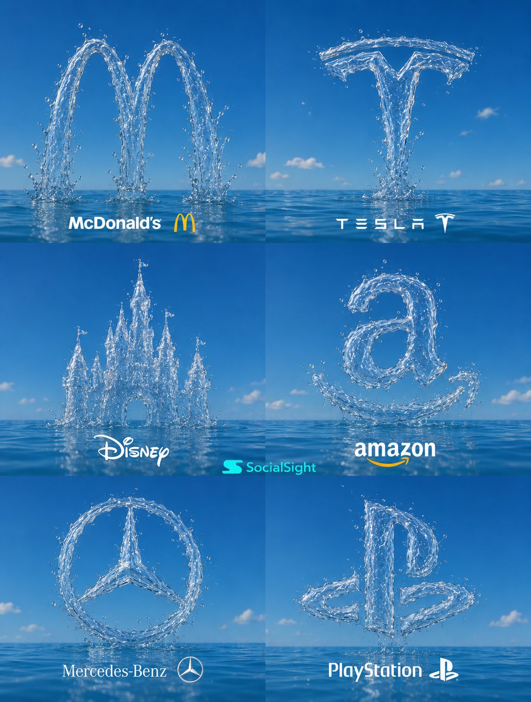 水雕品牌 Logo 六宫格,海报与插画,海报、插画、品牌,案例输出图 1