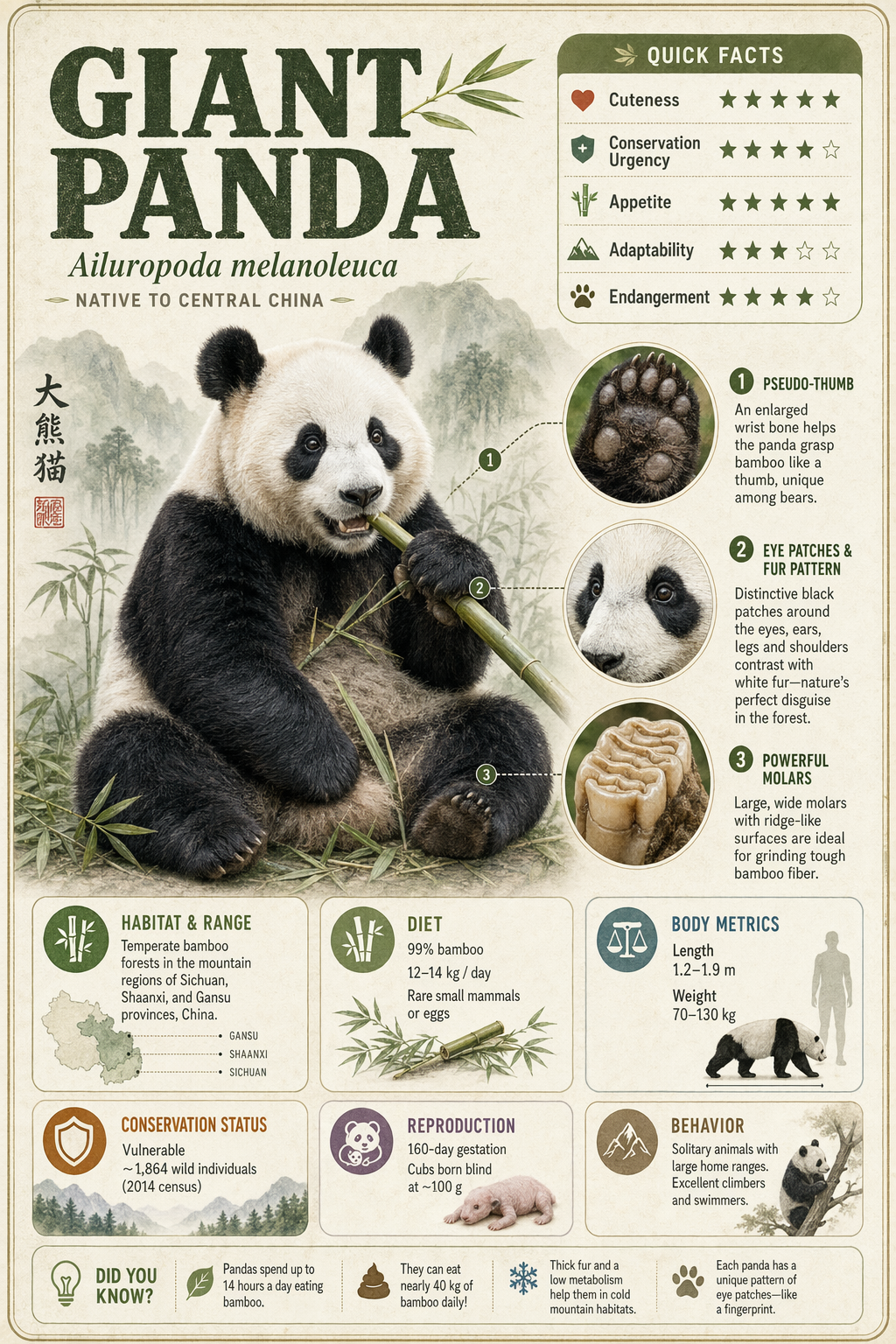 Encyclopedia field guide (Giant Panda)，海报与插画，海报、插画、排版，案例输出图 1