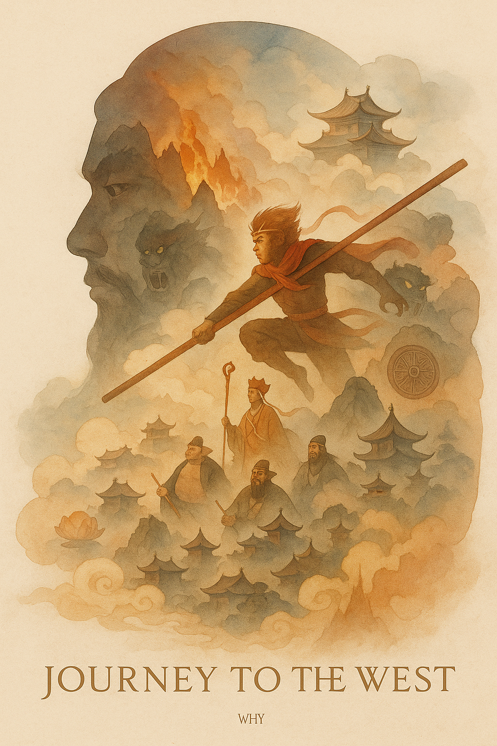 Journey to the West silhouette epic poster，人像与摄影，人像、电影感、海报，案例输出图 1