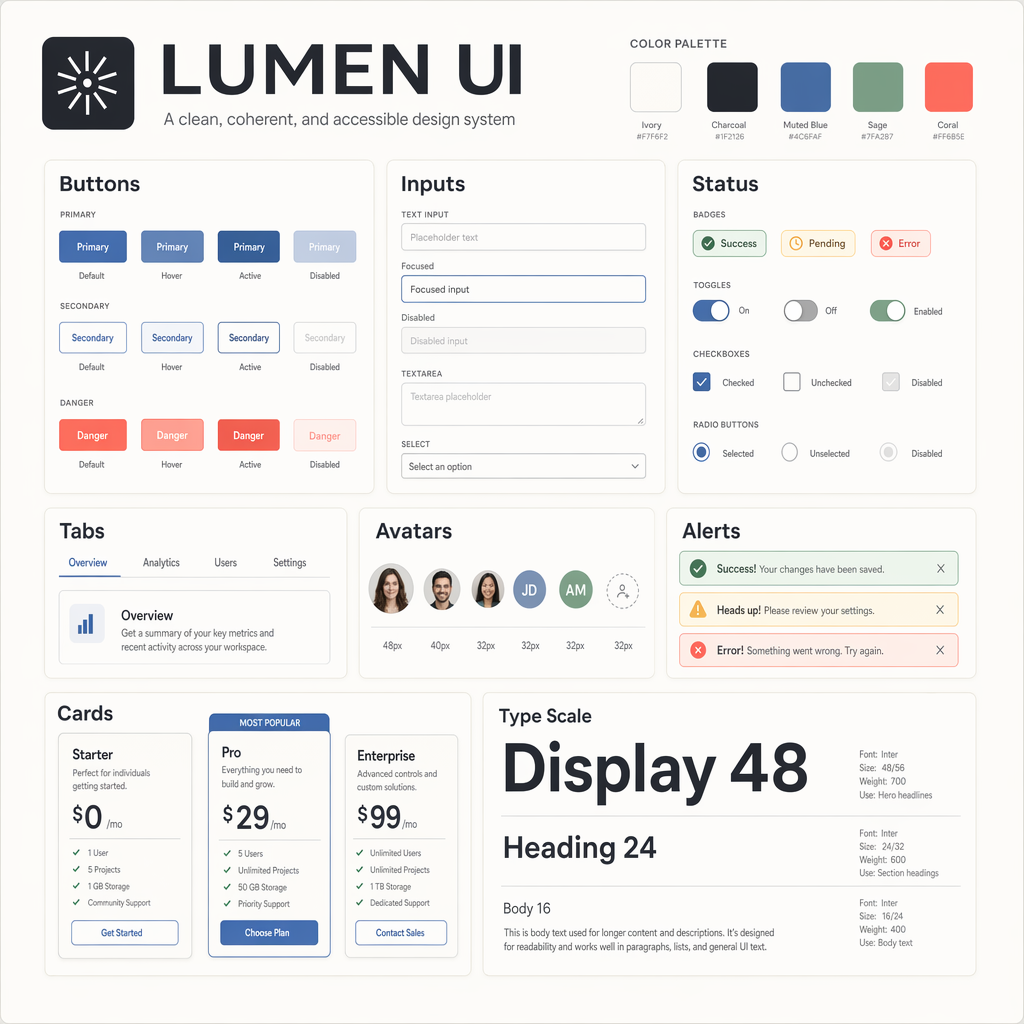 Design System Card Set，UI 与社交媒体截图，人像、时尚、UI，案例输出图 1